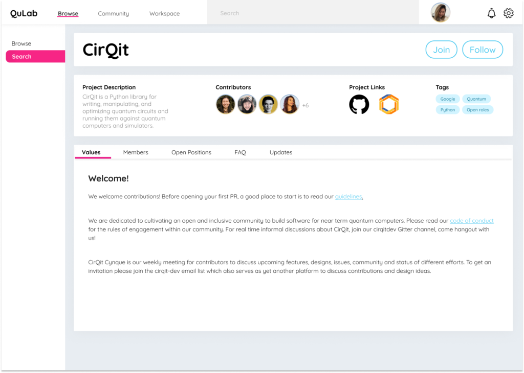 Community - Project Page - values